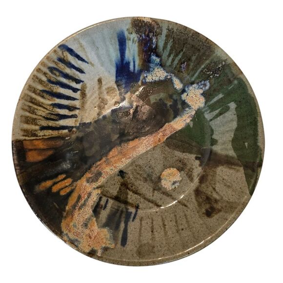 Studio Art Pottery Stoneware Plate 9.5" Glazed   Art Handmade - Picture 1 of 7